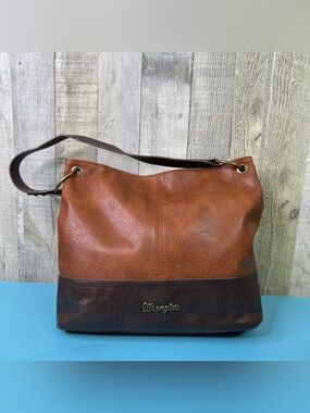 Wrangler Montana West Hobo Two Tone Brown Top Handle Zip Closure Handbag